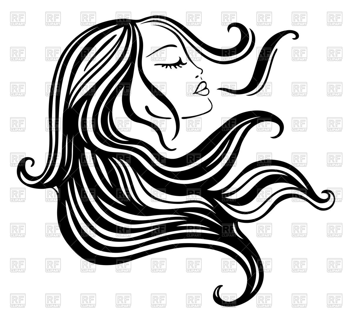 Beautiful Woman S Face With Long Hair 45487 Silhouettes Outlines