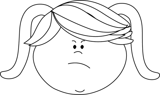Black And White Angry Face Little Girl Clip Art   Black And White    