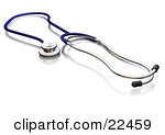 Blue Doctor Or Veterinarian Stethoscope Resting On A Reflective White
