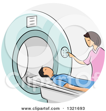 Brunette White Female Doctor Pushing A Button On An Mri Machine As A