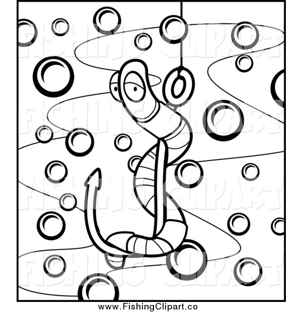 Clip Art Of A Black And White Worm On A Fishing Hook By Cory Thoman