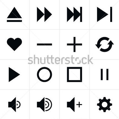 Control Button Sign Set  Modern Contemporary Solid Plain Flat