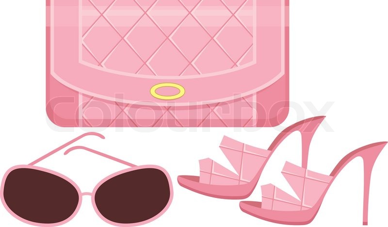 Female Bag Shoes And Sun Glasses   Vector   Colourbox