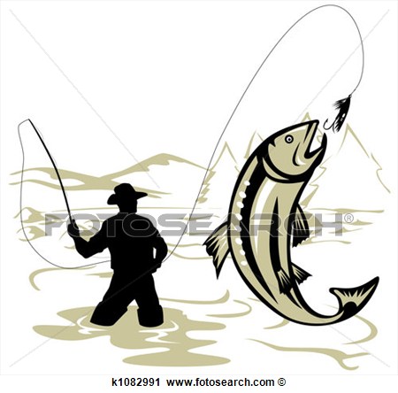 Fly Fishing View Large Illustration