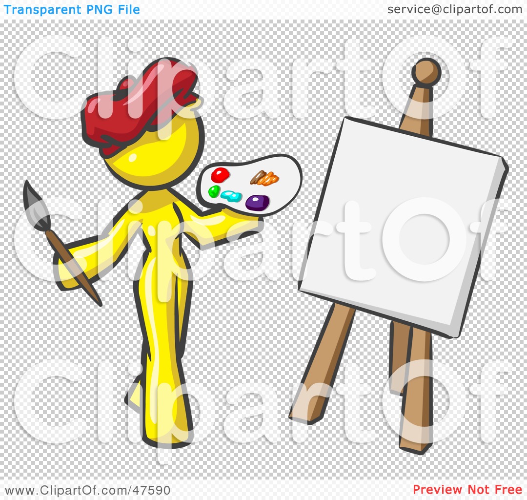 Free  Rf  Clipart Illustration Of A Yellow Design Mascot Woman Artist