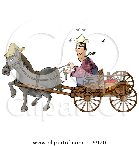 Horse Pulling A Farmer On A Wagon Clipart Picture By Djart  5970