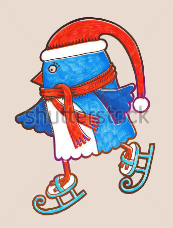 Ice Skating Marker Illustration Merry Christmas  Happy New Year