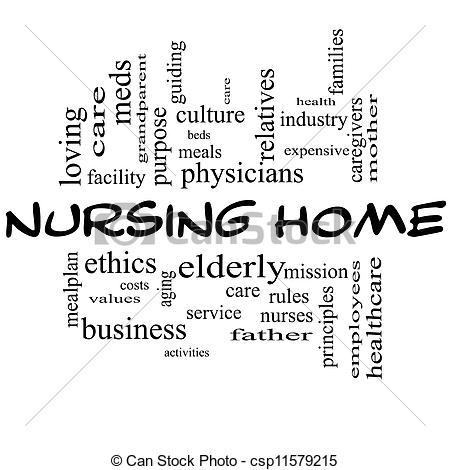 Nursing Home Word Cloud Concept In All Black With Great Terms Such