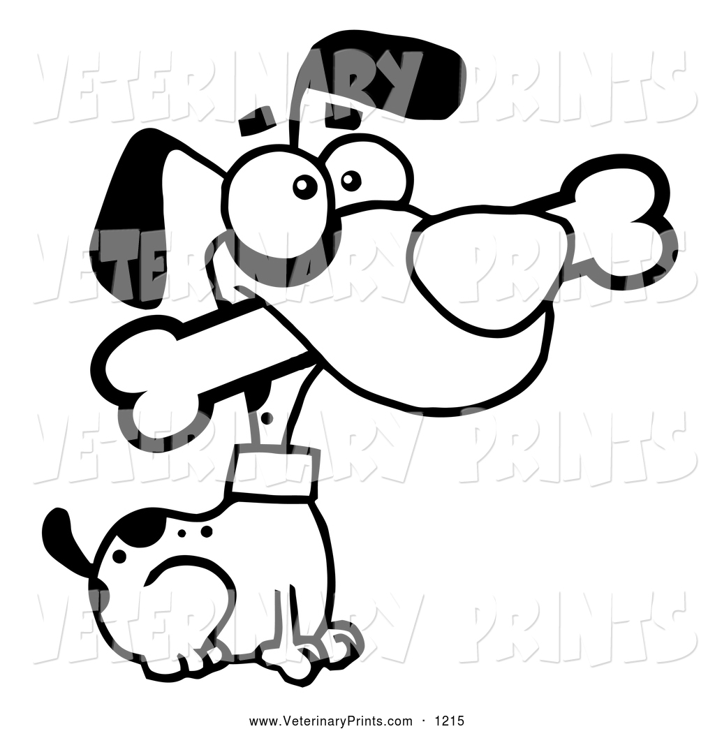 Print Of A Cartoon Coloring Page Of An Outlined Alert Dog Sitting