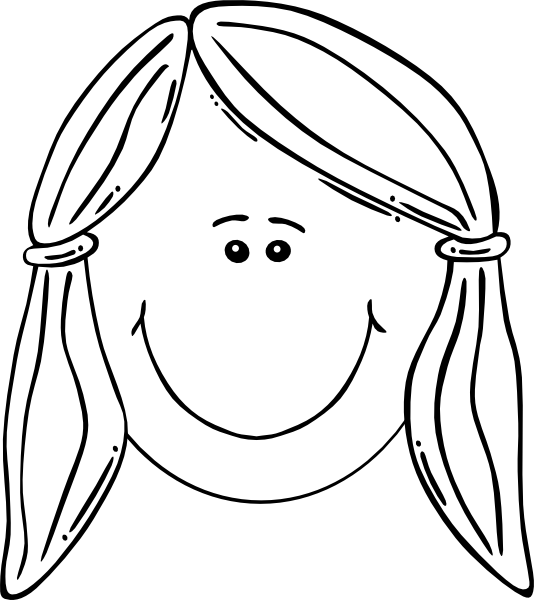 Smiling Girl Face Balck   White Clip Art At Clker Com   Vector Clip    