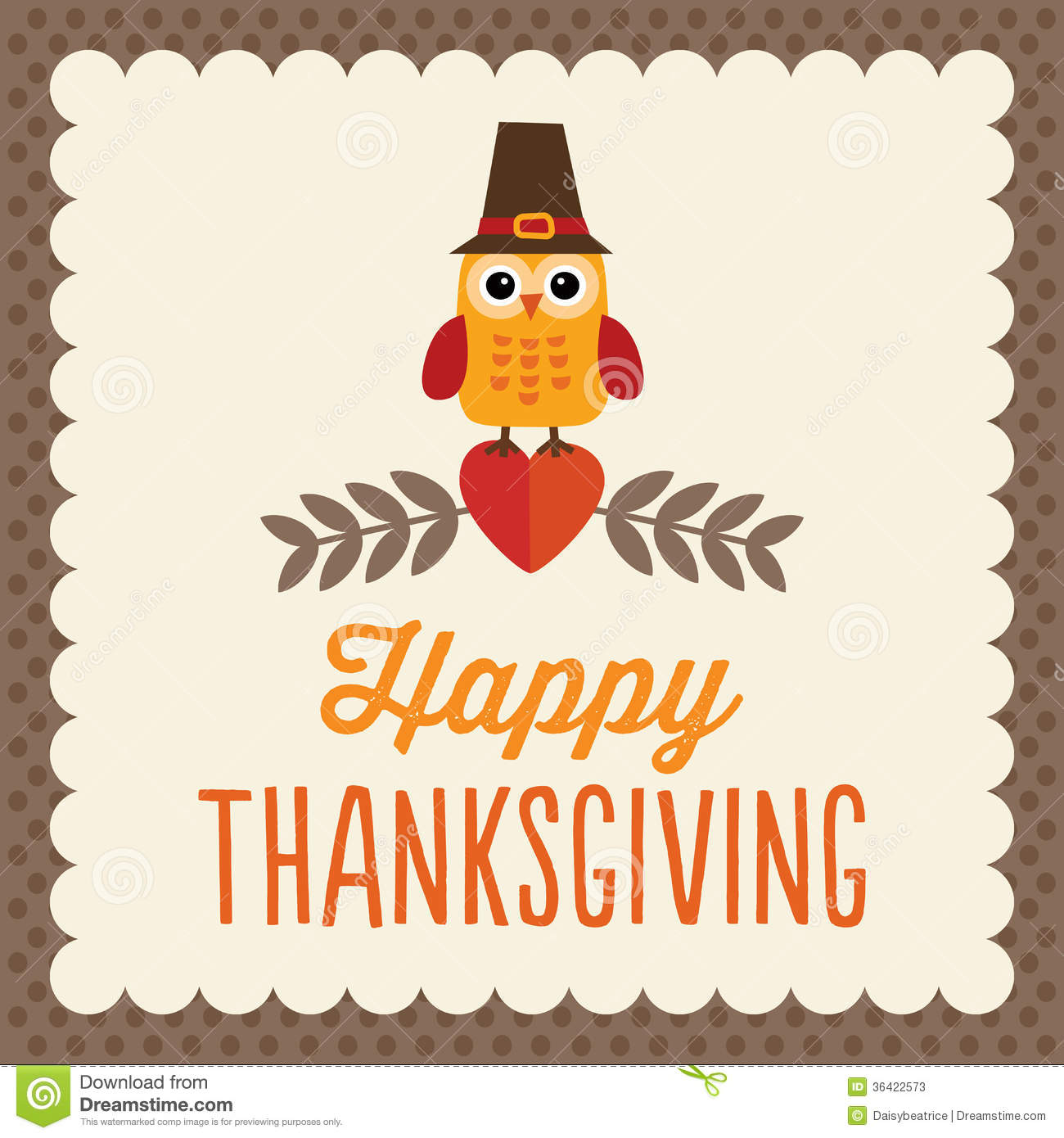     Thanksgiving Day Card Design With Cute Little Owl In Pilgrim Hat