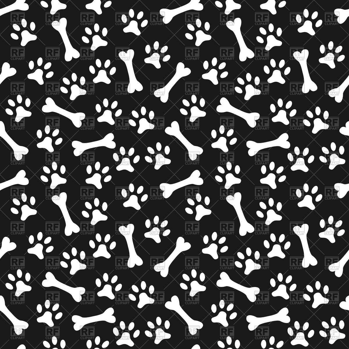Black And White Background With Paw Print And Bone 41157 Backgrounds    