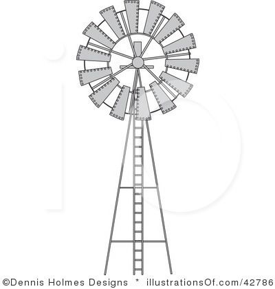 Black And White Cartoon Barn   Windmill Clipart  42786 By Dennis