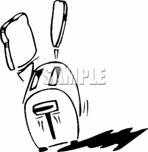 Black And White Toast Popping Out Of A Toaster   Royalty Free Clipart