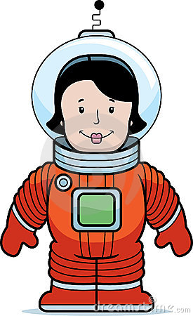 Cartoon Woman Astronaut In A