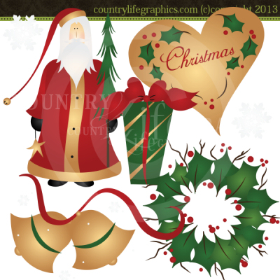 Christmas At Heart   Winter Clipart   Country Life Graphics