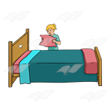 Clip Art    Girl Making A Bed With Pink Blue And Turquoise Bedding