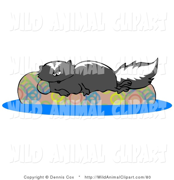 Clip Art Of A Lazy Skunk Reclining On A Floaty In A Swimming Pool By