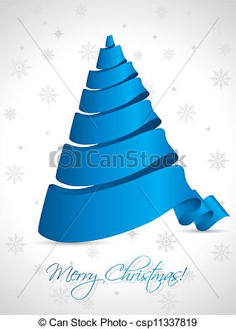Clip Art Of Ribbon Christmas Tree On White Background   Blue Ribbon    