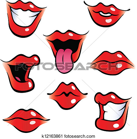 Clipart   Cartoon Female Mouths With Glossy Lips  Fotosearch   Search