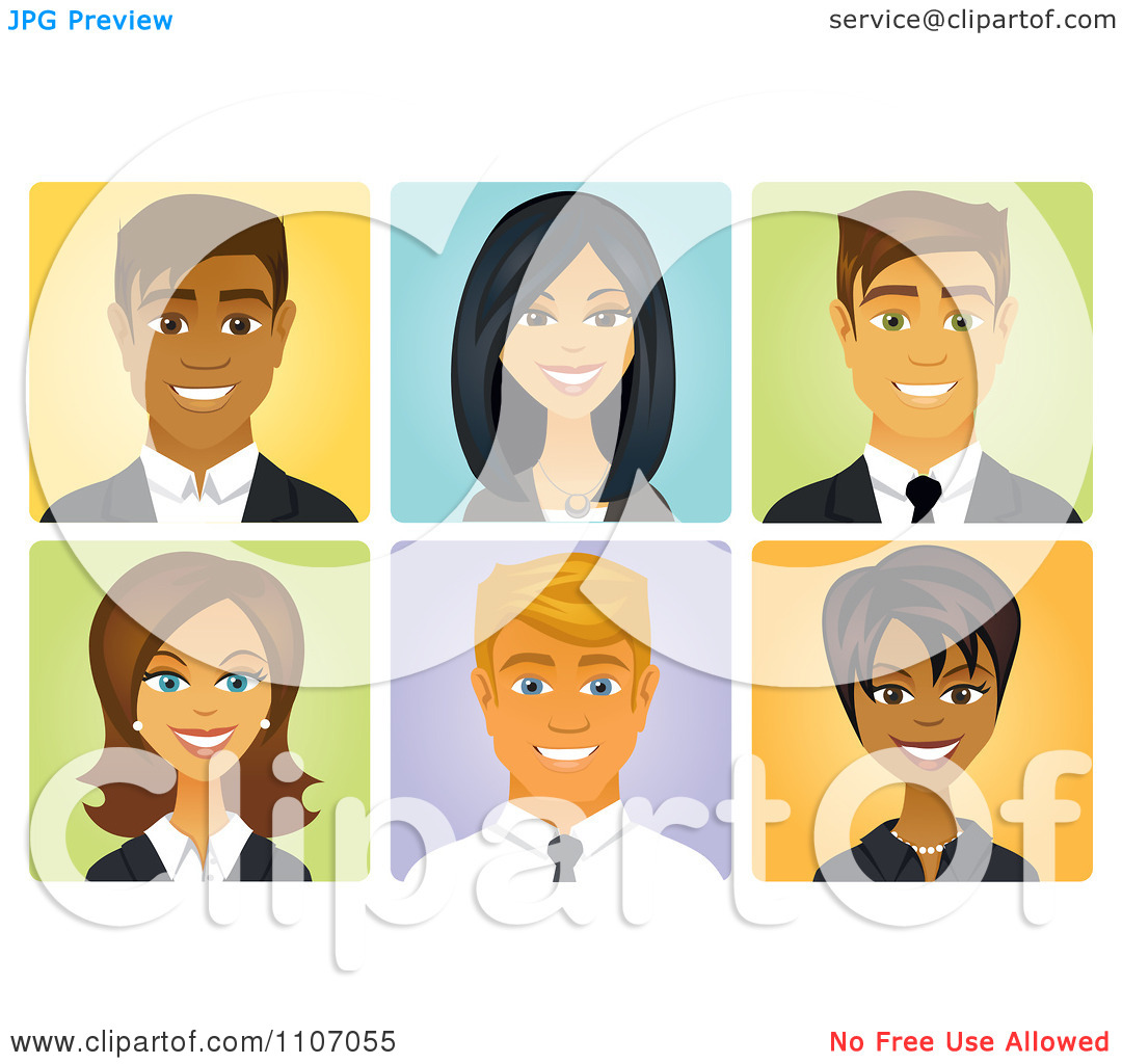 Clipart Diverse Business Men And Women Avatars   Royalty Free Vector