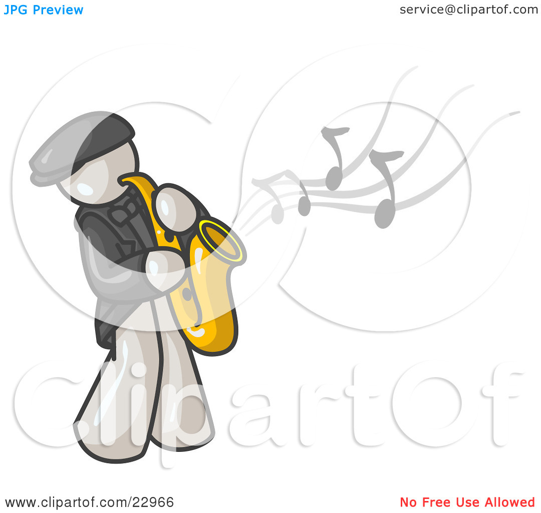 Clipart Illustration Of A Musical White Man Playing Jazz With A