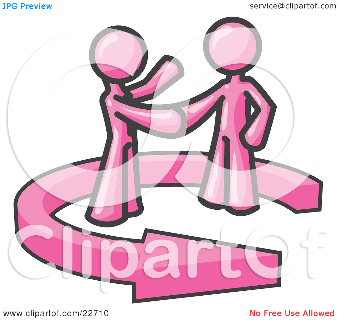 Clipart Illustration Of A Pink Salesman Shaking Hands With A Client