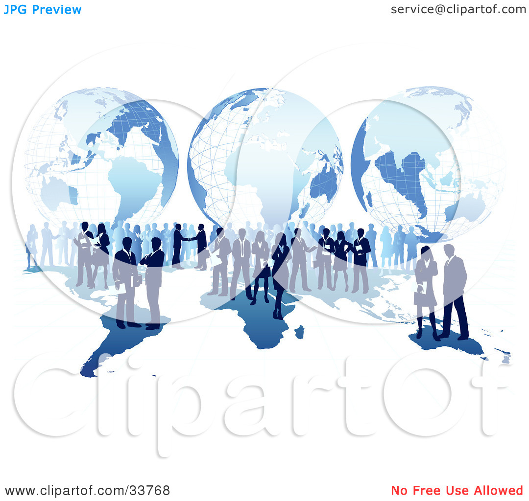 Clipart Illustration Of Business Men And Women Conducting Global