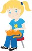 Clipart Image Caption  A Little Blonde Girl Sitting With A Cat In Her