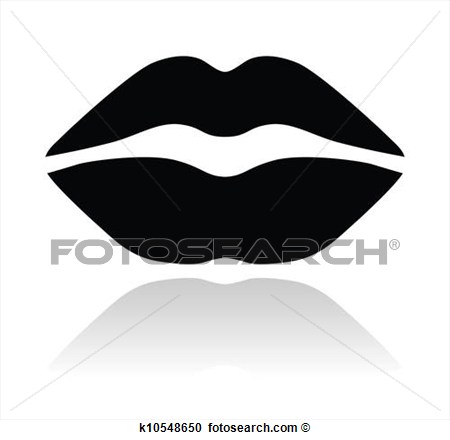 Clipart   Lips Black Glossy Icon  Fotosearch   Search Clip Art