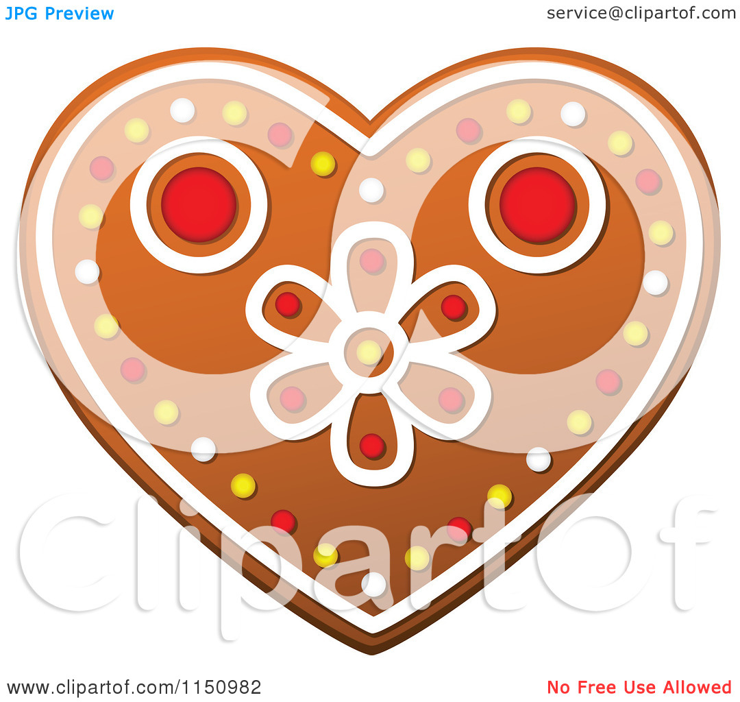 Clipart Of A Christmas Heart Gingerbread Cookie   Royalty Free Vector