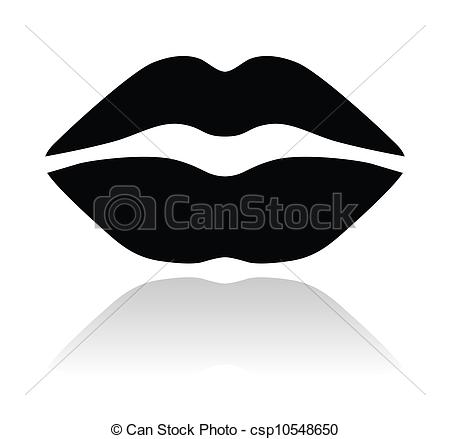 Clipart Vector Of Lips Black Glossy Icon   Kiss   Lips Icon With