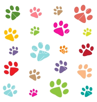 Colored Pattern With Paw Prints Vector By Ann Precious   Image