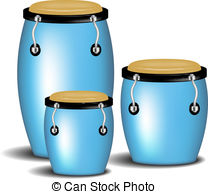 Congas Band In Blue Design With Shadow On White Background