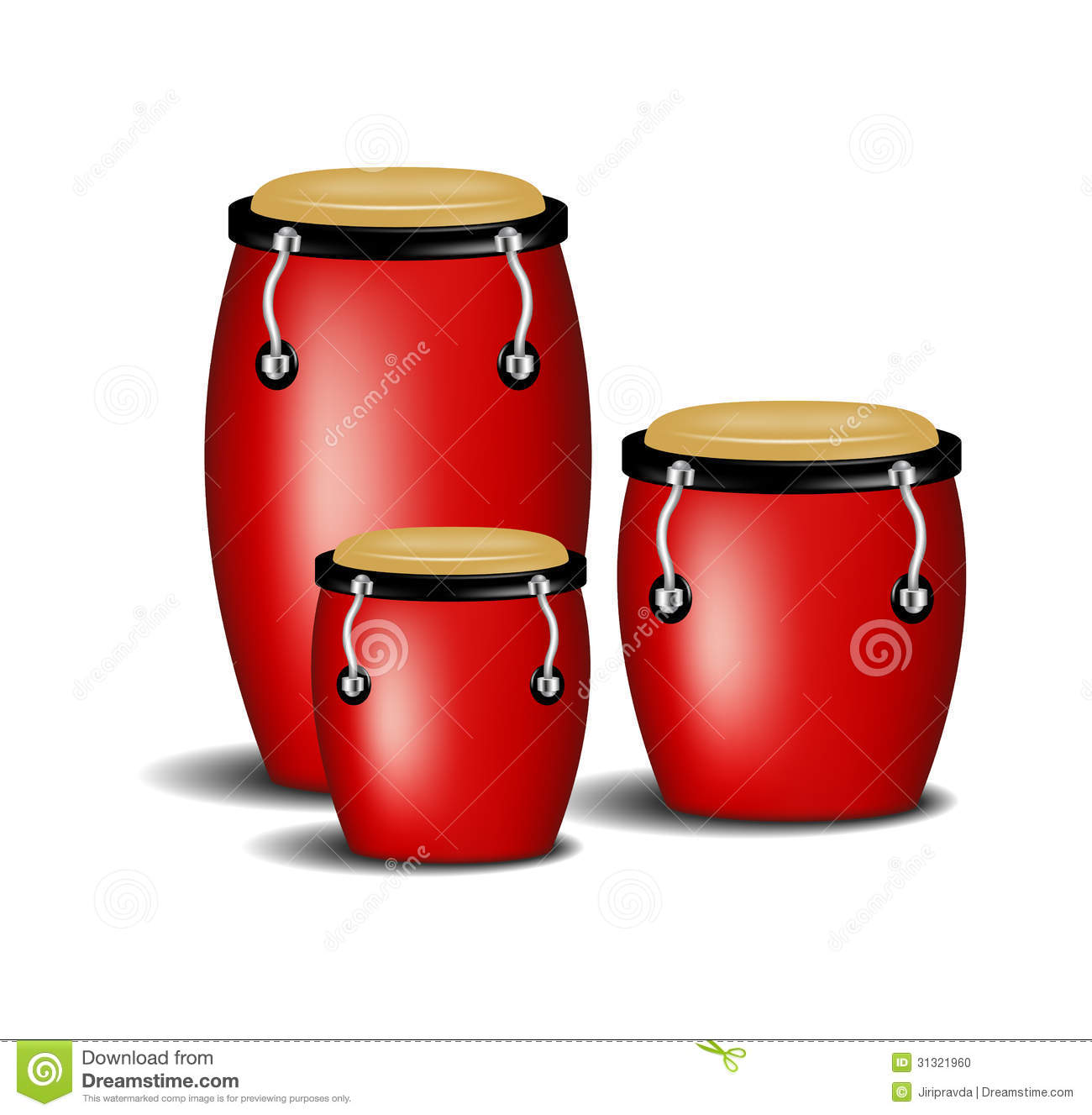 Congas Band In Red Design With Shadow On White Background 
