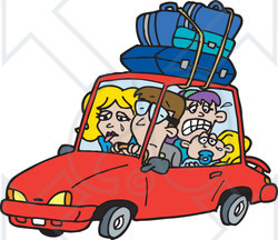 Free  Rf  Clipart Illustration Of A Family On A Road Trip   Version 1