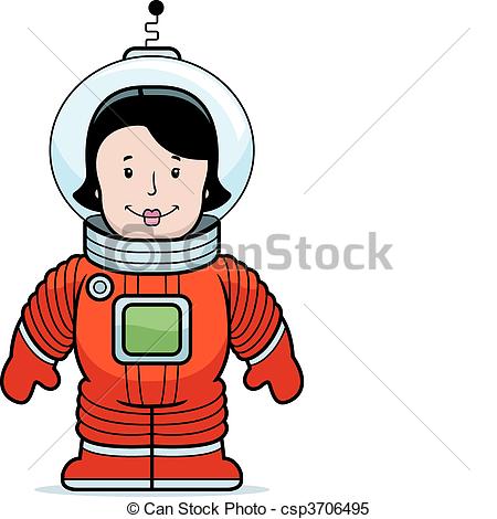 Heureux Dessin Anim  Femme Astronaute Spacesuit