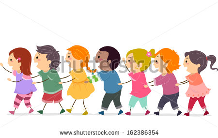 Illustration Of A Group Of Kids Forming A Conga Line   Stock Vector