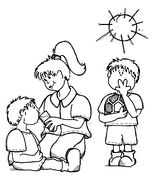 Illustration Of Child Suffering From Heat Exhaustion Being Given