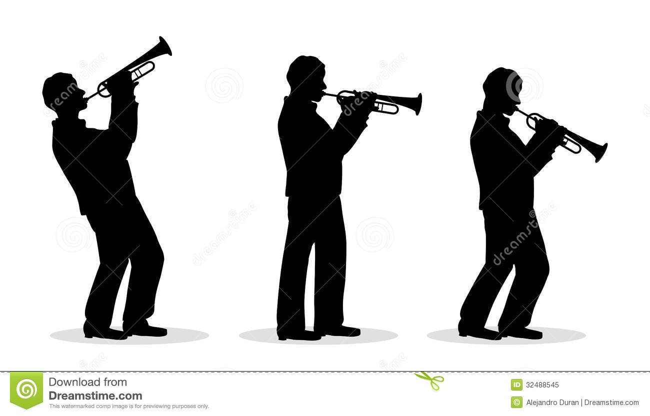 Jazz Band Silhouette Man Silhouette Playing 