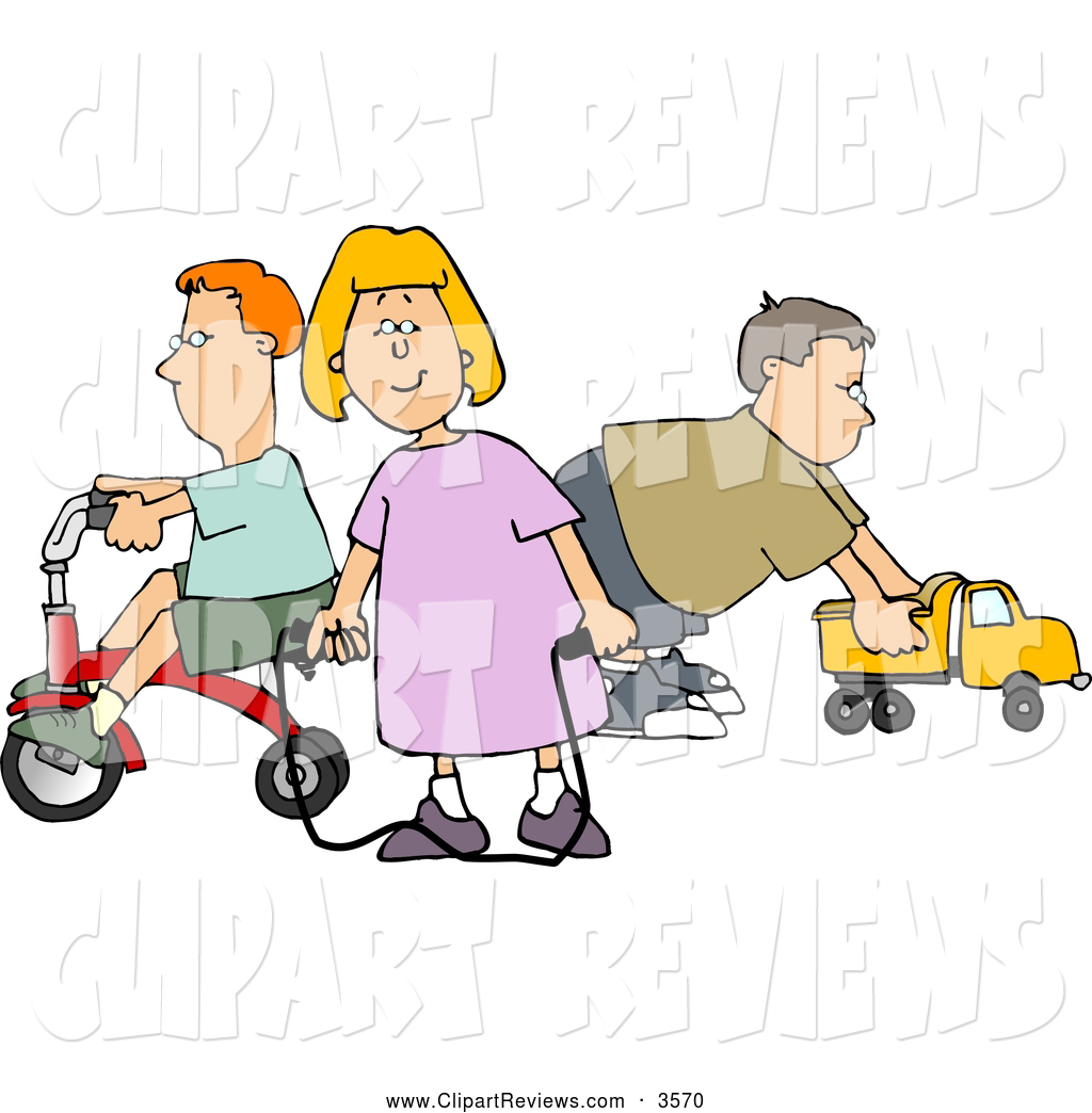 Larger Preview  Clip Art Of A Young Girl And Boys Playing With Toys On