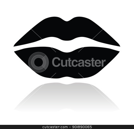 Lips Black Glossy Icon Stock Vector Clipart Kiss   Lips Icon With