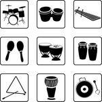Musical Instruments Black And White Silhouettes Also Available In