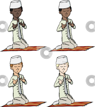 Muslim Boy Praying Stock Vector Clipart A Cartoon Of A Young Muslim