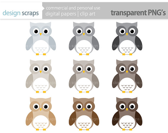 Owls Clip Art Graphics Owl Digital Clipart Baby Personal And