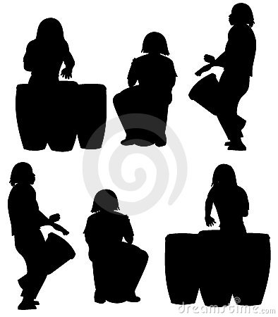 Percussionist Playing Congas Silhouettes Royalty Free Stock Photos