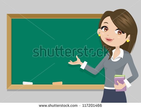 Teacher In Front Of Chalkboard With Copy Space For Your Text   Stock