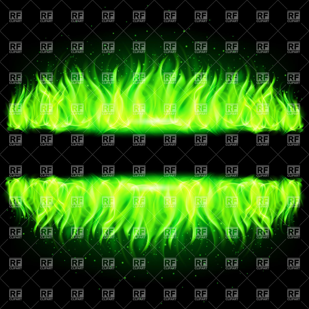 Two Green Walls Of Fire On Black Background 24794 Download Royalty