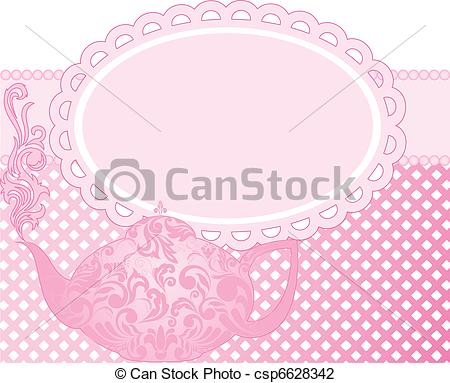 Vector Illustration Of Pink Teapot   Green Teapot With A Beautiful