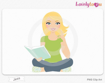 Woman Reading Book Digital Png Cli P Art  Jess 503     
